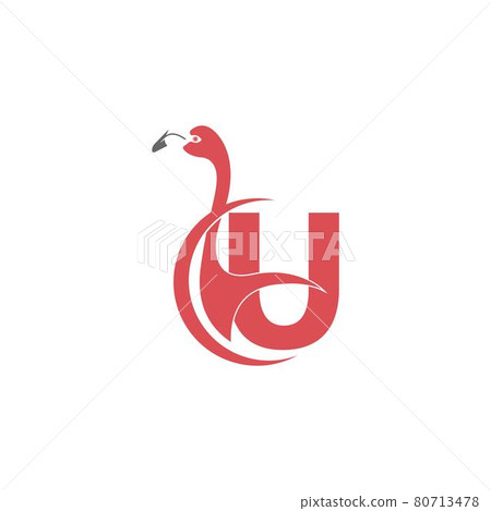 Letter U with flamingo bird icon logo vector Letter U with flamingo bird icon logo vector 80713478
