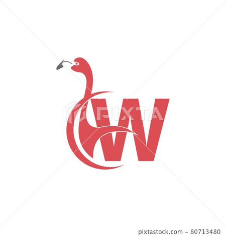 Letter W with flamingo bird icon logo vector Letter W with flamingo bird icon logo vector 80713480