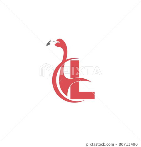 Letter L with flamingo bird icon logo vector 80713490