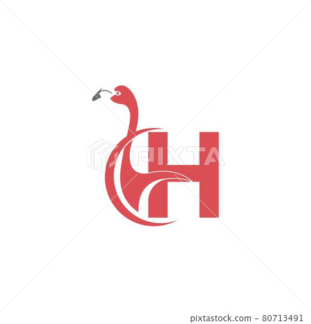 Letter H with flamingo bird icon logo vector Letter H with flamingo bird icon logo vector 80713491