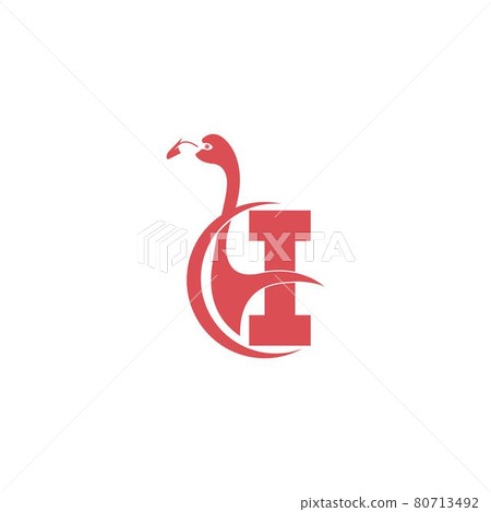 Letter I with flamingo bird icon logo vector 80713492