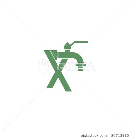 Faucet icon with letter X logo design vector 80713510