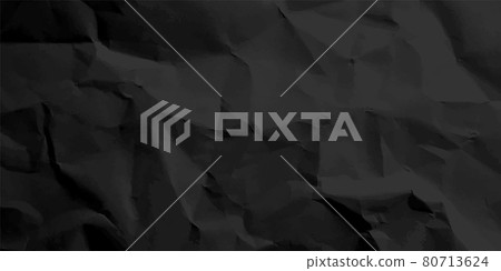 Black crumpled paper texture pattern. Rough grunge old blank. Vector abstract background. 80713624