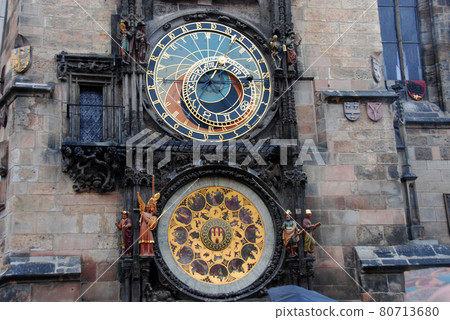 Astronomical clock of the Old Town Hall in Prague, the capital of the Czech Republic 80713680