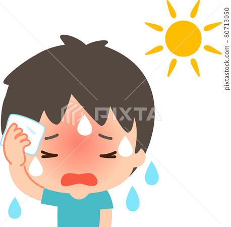 Young man sweating a lot outdoors - Stock Illustration [80713950] - PIXTA