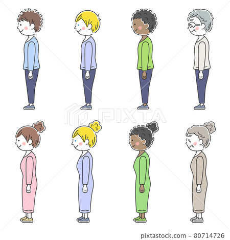 Illustration set of a person seen from the side - Stock Illustration  [80714726] - PIXTA