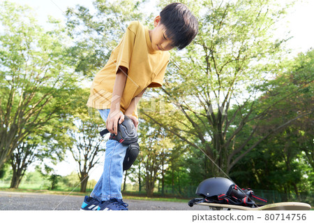 Boy wearing a protector Boy wearing a protector 80714756