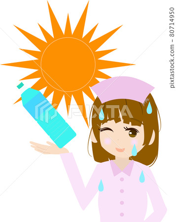 Illustration of heat stroke measures for nurses and hydration Illustration of heat stroke measures for nurses and hydration 80714950