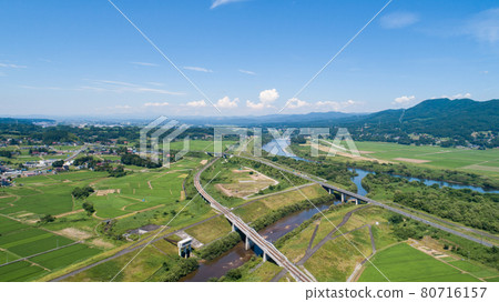《Hiraizumi, Iwate Prefecture》 Aerial view near Chusonji Temple 《Hiraizumi, Iwate Prefecture》 Aerial view near Chusonji Temple 80716157