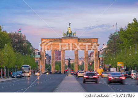 The Brandenburg Gate in Berlin at sunset The Brandenburg Gate in Berlin at sunset 80717030