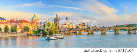 Famous iconic image of Charles bridge and Praguecity skyline 80717104