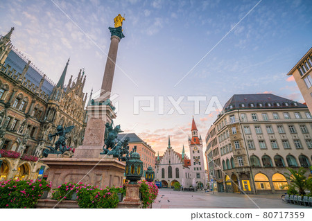 Munich skyline with  Marienplatz town hall 80717359
