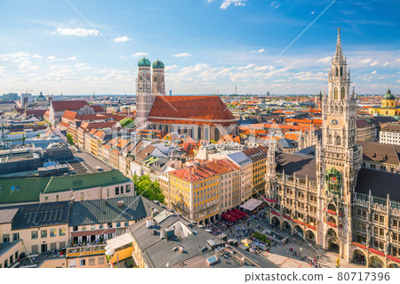 Munich skyline with Marienplatz town hall Munich skyline with Marienplatz town hall 80717396