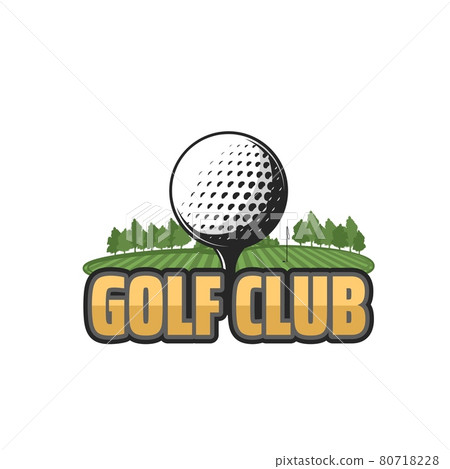 Golf club vector icon with field and ball 80718228