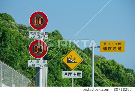 高速公路限速電子公告牌和路標 高速公路限速電子公告牌和路標 80718293