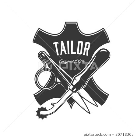 Tailor, dressmaker atelier or sewing leather icon Tailor, dressmaker atelier or sewing leather icon 80718303