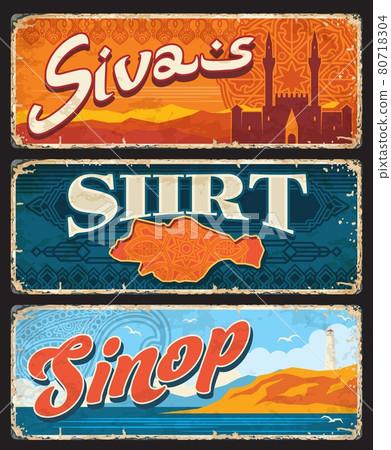 Sivas, Siirt, Sinop Turkey provinces plates Sivas, Siirt, Sinop Turkey provinces plates 80718304