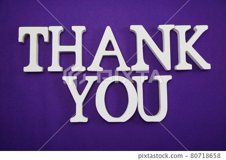 Thank You alphabet letters on purple background Thank You alphabet letters on purple background 80718658