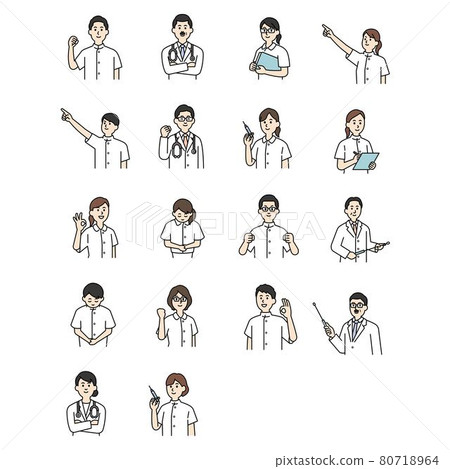 Line art doctor and nurse illustration summary Line art doctor and nurse illustration summary 80718964