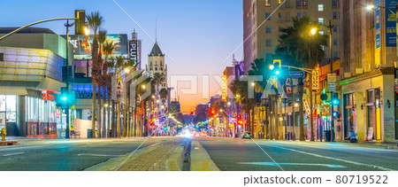 View of world famous Hollywood Boulevard district in Los Angeles, California, USA View of world famous Hollywood Boulevard district in Los Angeles, California, USA 80719522