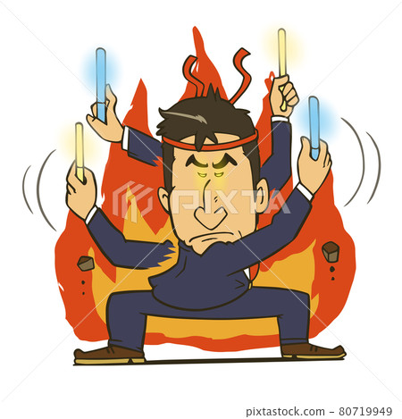 Illustration of a salaryman who seriously dances wotagei 80719949