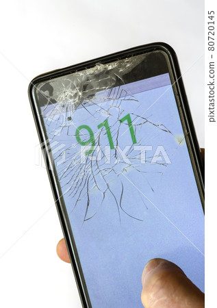 Broken Phone In A Hand. Broken Phone In A Hand. 80720145