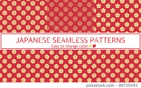 Seamless pattern Japanese pattern red gold 80720342