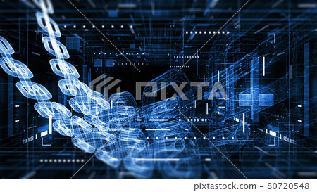 Blockchain technology connections, Cryptocurrency digital encryption, Digital money exchange. 80720548