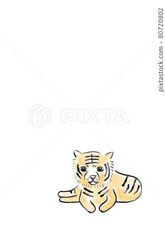 Ink painting style tiger New Year's card, no background Ink painting style tiger New Year's card, no background 80720802