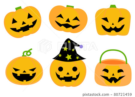 Halloween pumpkin lantern set illustration 80721459
