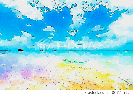 Watercolor style summer image South sea Watercolor style summer image South sea 80721592