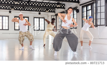 Team of dancers performing hip-hop dance 80721713