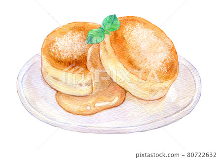 水彩插圖 panque 熱蛋糕 80722632
