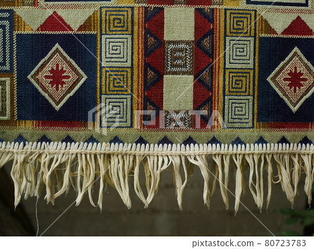 colored rug with fringe 80723783
