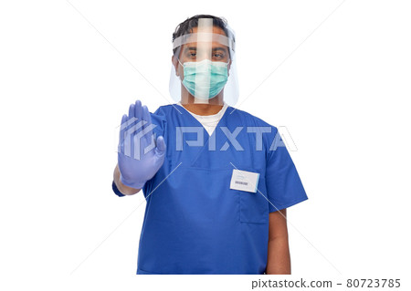 indian male doctor in mask and face shield indian male doctor in mask and face shield 80723785