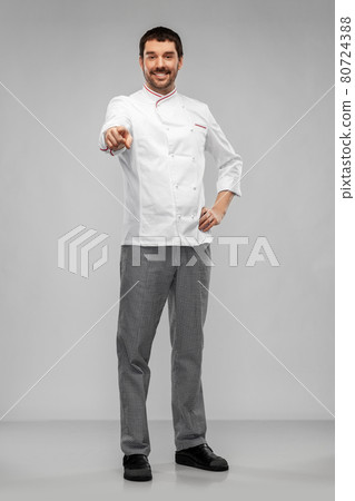 happy smiling male chef in jacket happy smiling male chef in jacket 80724388