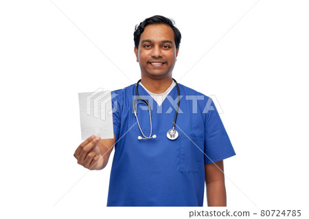 indian doctor or male nurse with prescription 80724785