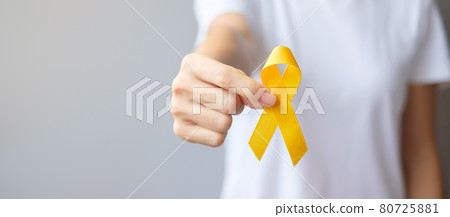 Suicide prevention day, Sarcoma, bone, bladder and Childhood cancer Awareness month, Yellow Ribbon for supporting people living and illness. children Healthcare and World cancer day concept Suicide prevention day, Sarcoma, bone, bladder and Childhood cancer Awareness month, Yellow Ribbon for supporting people living and illness. children Healthcare and World cancer day concept 80725881