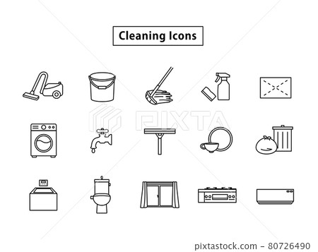 Householding cleaning tools. Housekeeping tool icons for home and offi By  SmartStartStocker