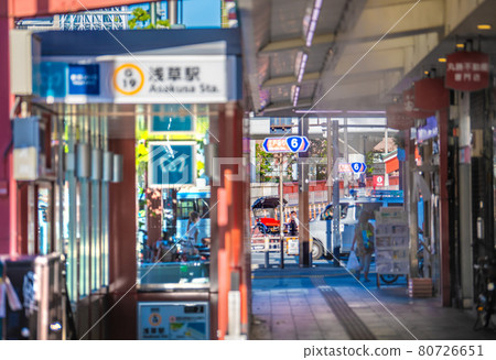 Tokyo cityscape of Japan under a state of emergency. View of the shopping street in front of Sensoji Temple and Asakusa Station = August 4th 80726651