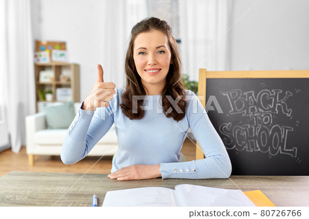 teacher having online class or video call at home 80726766