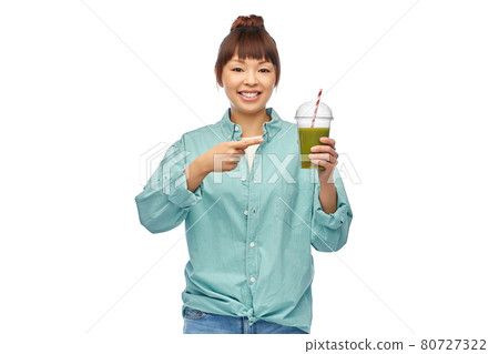 happy smiling asian woman with can drink happy smiling asian woman with can drink 80727322