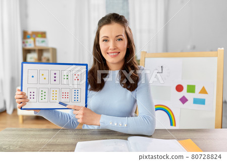 math teacher having online class on laptop at home math teacher having online class on laptop at home 80728824