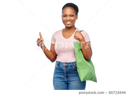woman with reusable canvas bag for food shopping woman with reusable canvas bag for food shopping 80728846