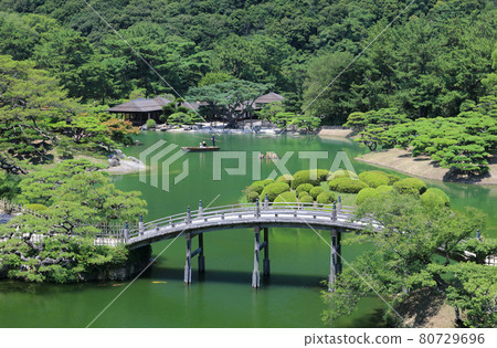 特別景點“栗林園”從飛天峰看南園南湖(前圓月橋,後圓月亭) 特別景點“栗林園”從飛天峰看南園南湖(前圓月橋,後圓月亭) 80729696