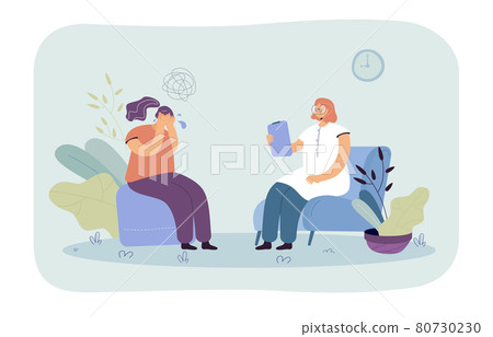 Woman crying at therapy session Woman crying at therapy session 80730230