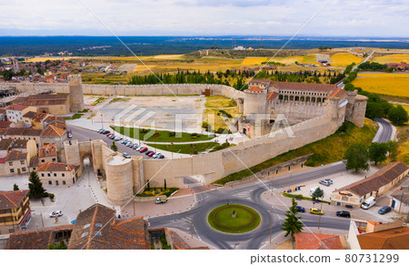 Aerial view of Cuellar Castle in Segovia Province, Leon, Spain 80731299
