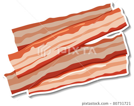 Raw bacon stripes sticker on white background 80731721