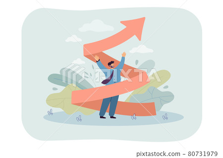 Tiny man with arrow twisted upward - Stock Illustration [80731979] - PIXTA