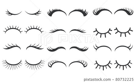 Different simple styles of eyelashes vector illustrations set 80732225